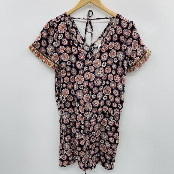Ann Taylor LOFT Beach Womens XS Floral Print Romper Swim Cover Up Fringe $69 - Picture 8 of 8